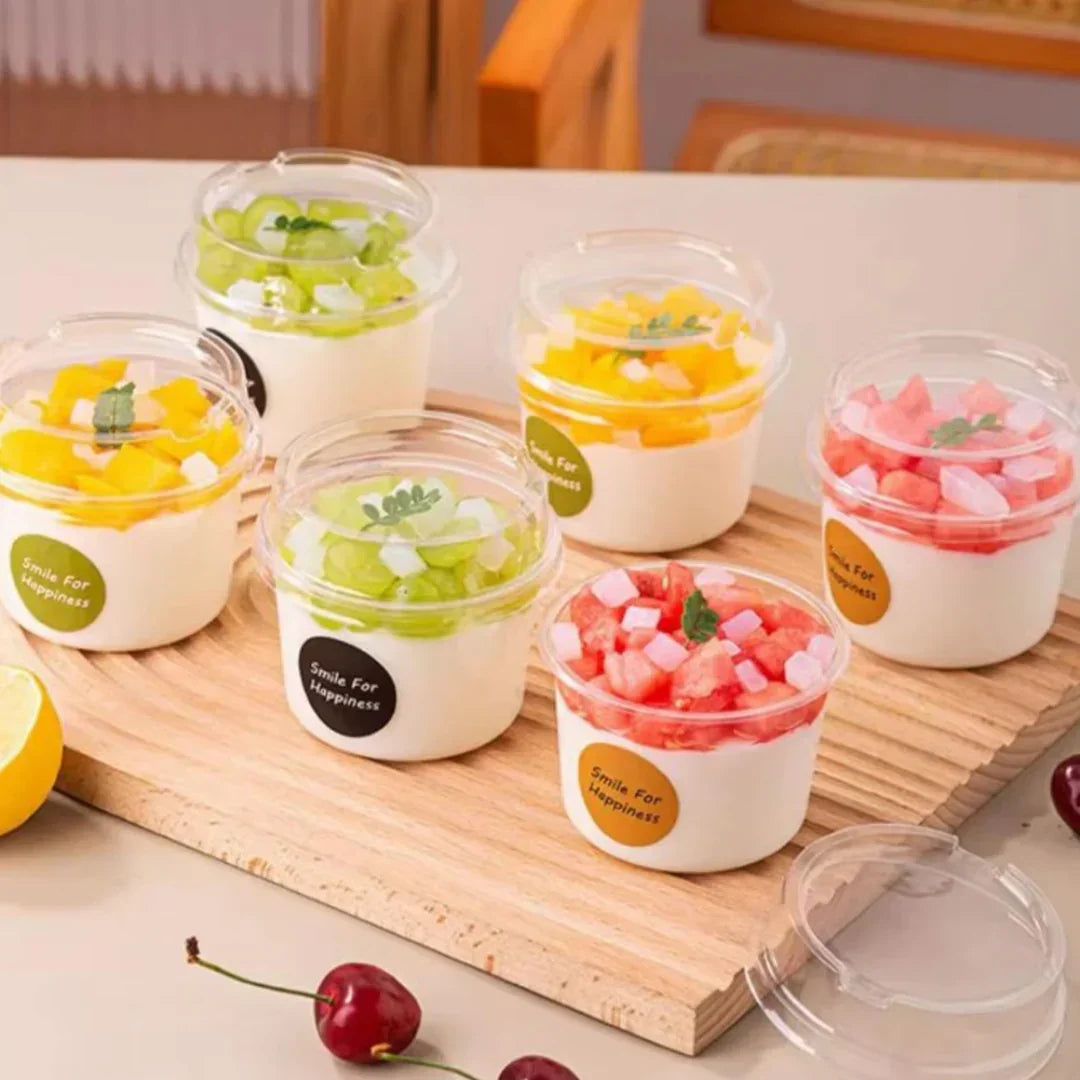 250_ML_Round_Transparent_Cup_with_Flat_Lid_Dessert_Containers_Pack_of_50_img3 - Bakeyy.com