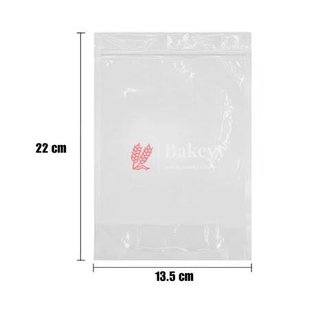 250 gm | Zip Lock Pouch | Clear Stand-up Pouch | 13.5x22 CM | Standing Pouch | 110 GSM | - Bakeyy.com - India - 250 gm | Zip Lock Pouch | Clear Stand-up Pouch | 13.5x22 CM | Standing Pouch | 110 GSM | - Pack Of 50 / 13.5x22 cm / 250 gm