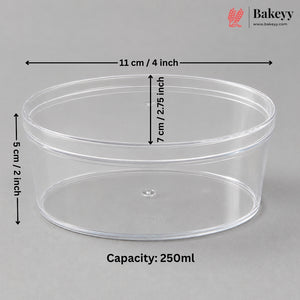 250ml Oval Transparent Acrylic Dessert Tub with Lid | Pack of 72