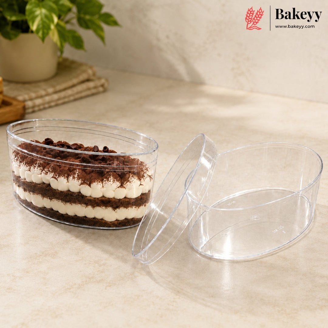 250ml Oval Transparent Acrylic Dessert Tub with Lid | Pack of 72