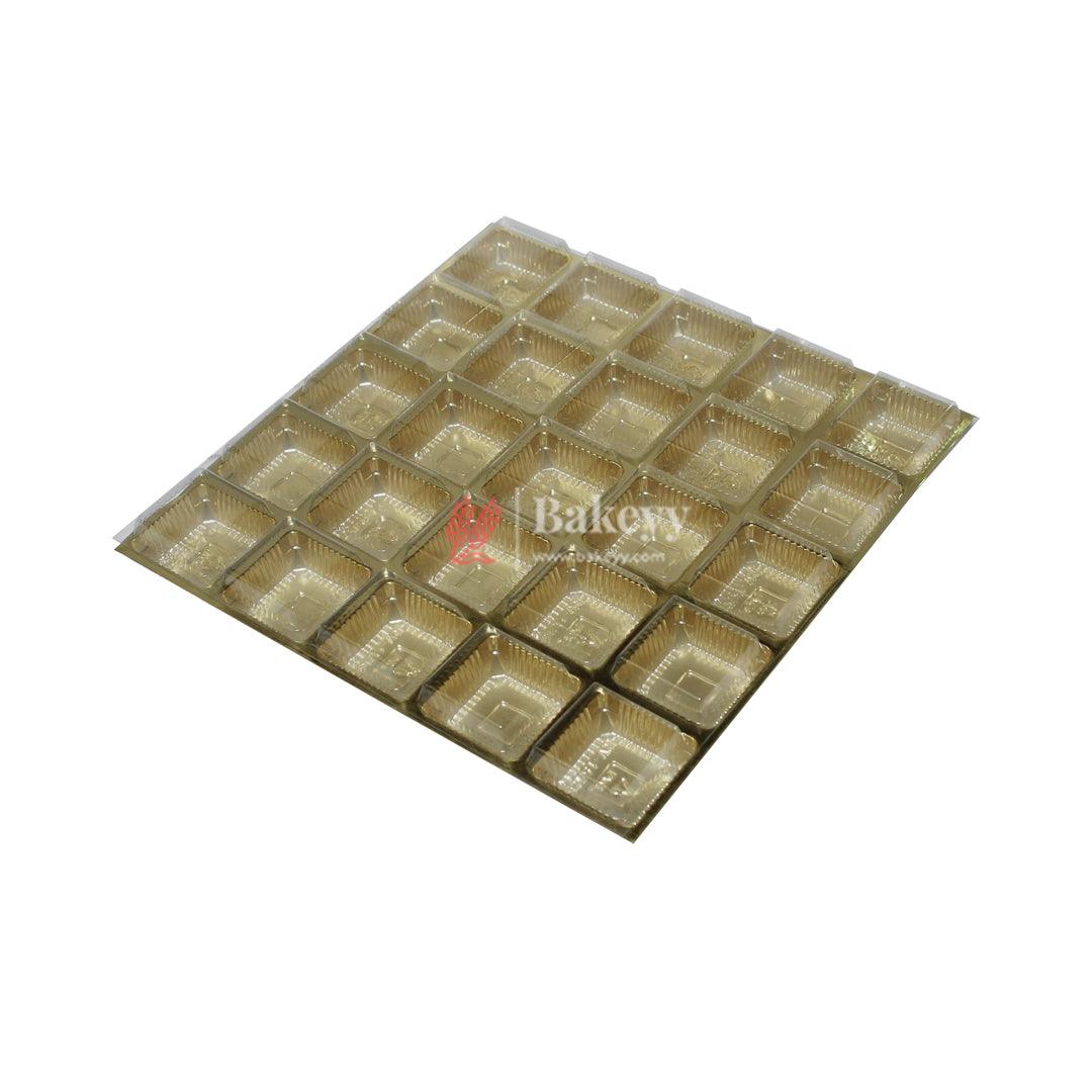 25 Cavity Gold Tray With Transparent Lid  | PACK OF 10 |