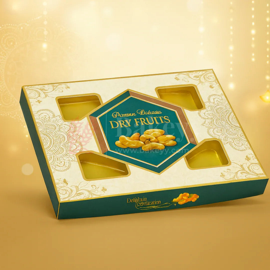 24x16x2.5 cm | Premium dry fruit box with 4 cavities | Pack of 10