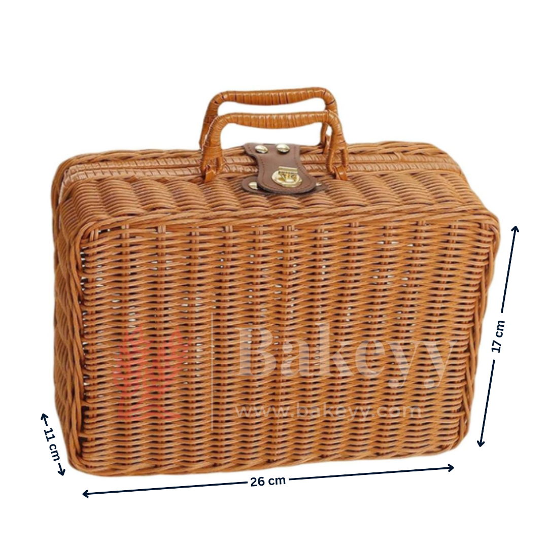 26x11x17 cm | Handcrafted Multipurpose Wicker Storage Basket with Handle | Pack of 1