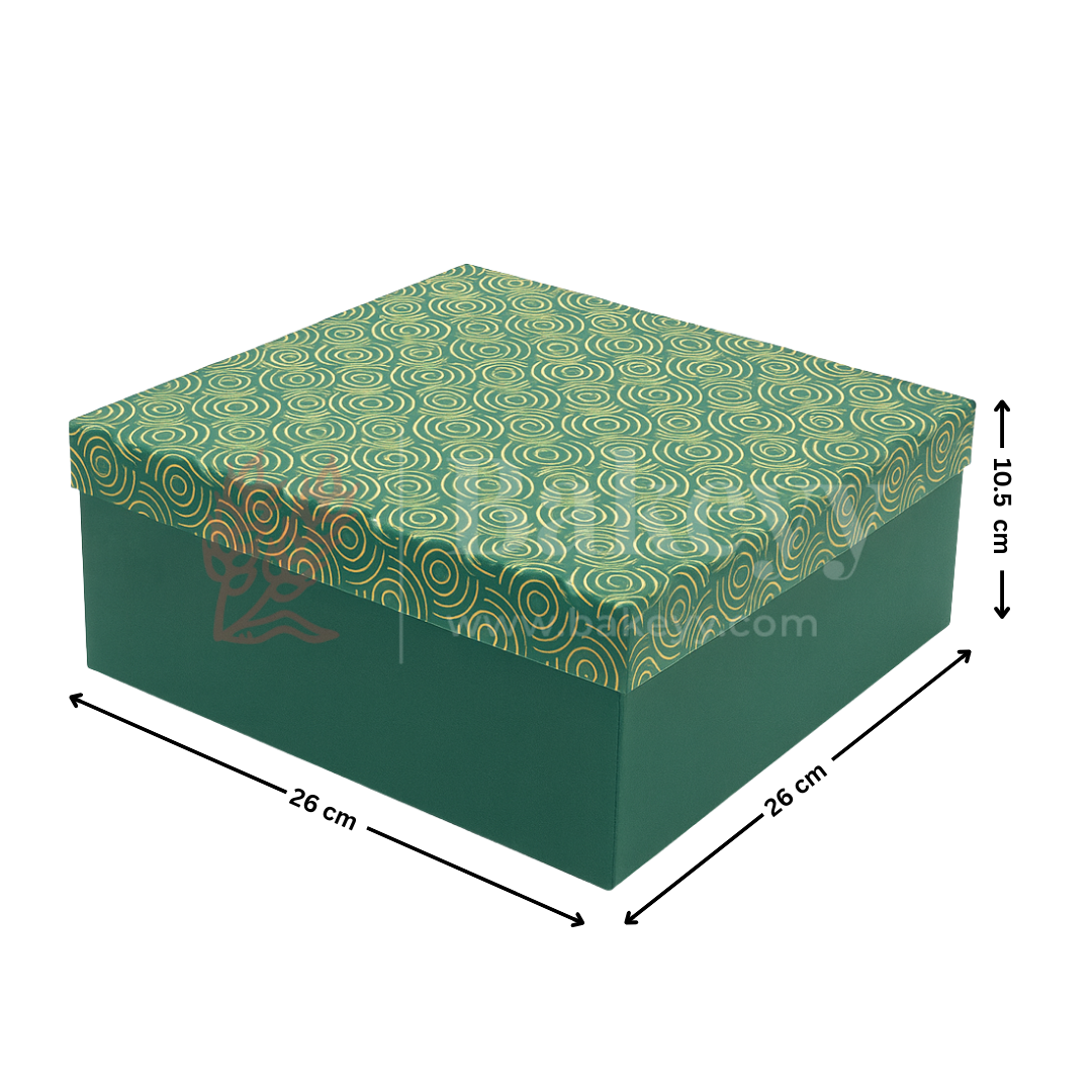 10x10x4 Inch | Rigid Square Shaped Gift Box | Hamper Box | Dark Green | 1 Piece