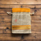 22x23 CM | Jute Gift Bag with Orange with golden stripes | Drawstring Bags - Bakeyy.com - India - {{ variant.name }}