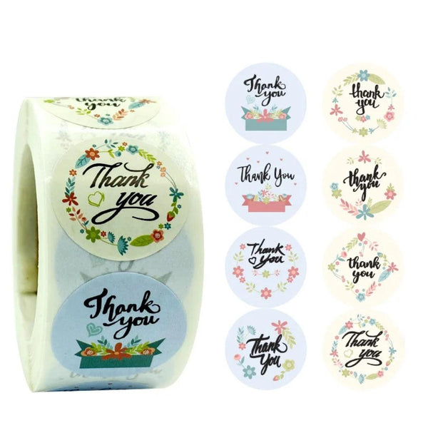 Thank You Stickers Roll | Thank You Labels Round Adhesive Stickers | For Busines and Shop (Pack of 500 Sticker Lable) - Bakeyy.com