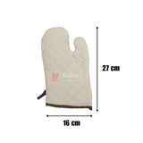 Cream Coated Cotton Fabric Heat-Resistant Oven Gloves for Baking & Kitchen Use - Bakeyy.com - India - Cream Coated Cotton Fabric Heat-Resistant Oven Gloves for Baking & Kitchen Use - Default Title