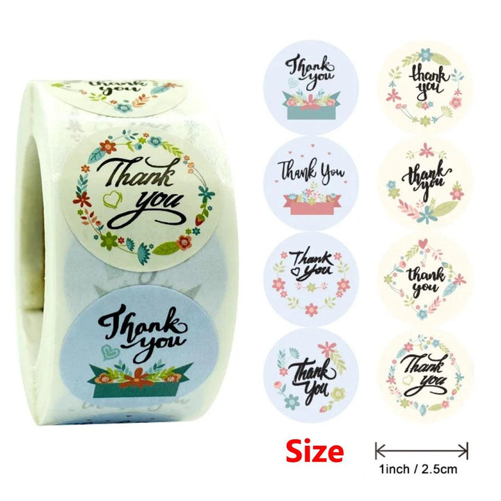 Thank You Stickers Roll | Thank You Labels Round Adhesive Stickers | For Busines and Shop (Pack of 500 Sticker Lable) - Bakeyy.com