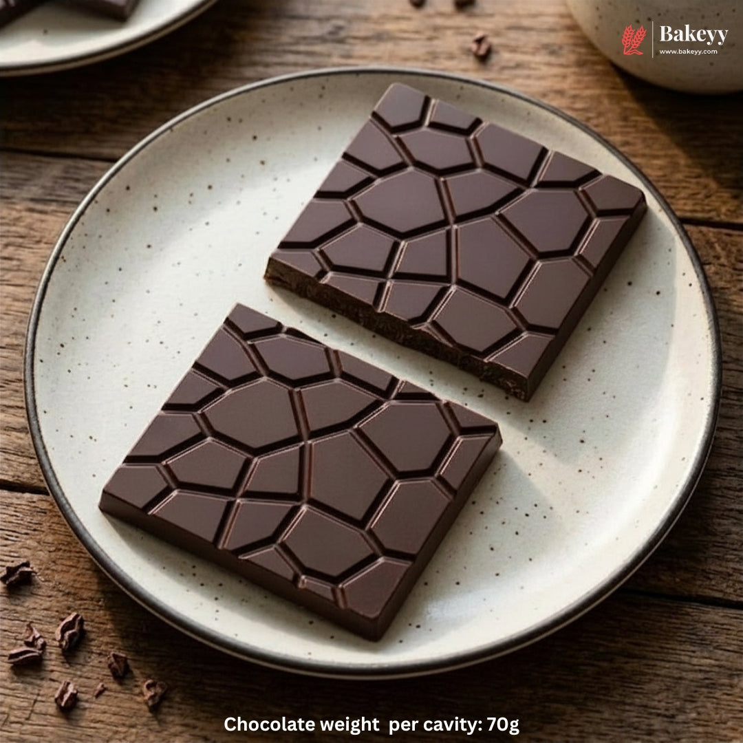 Mould 646 | 2 Cavity Crack Pattern Chocolate Bar Mould | Plastic Chocolate Mould | Pack of 1