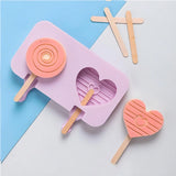2 Cavity Heart & Swirl Silicone Popsicle Mould | Lollipop Mould | Pack of 1