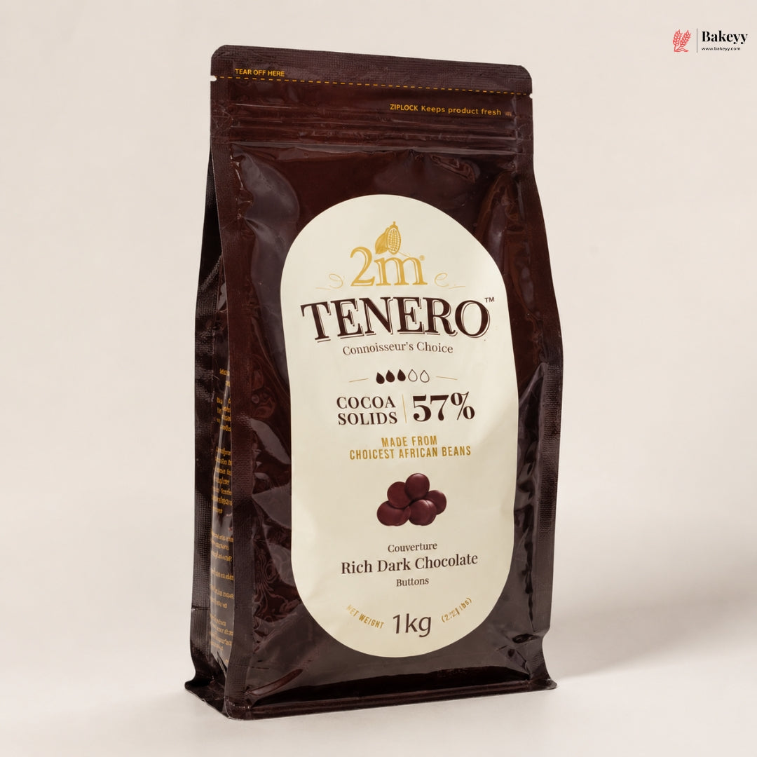 Tenero 57% cocoa solids dark chocolate packaging on a beige background