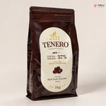 Tenero 57% cocoa solids dark chocolate packaging on a beige background