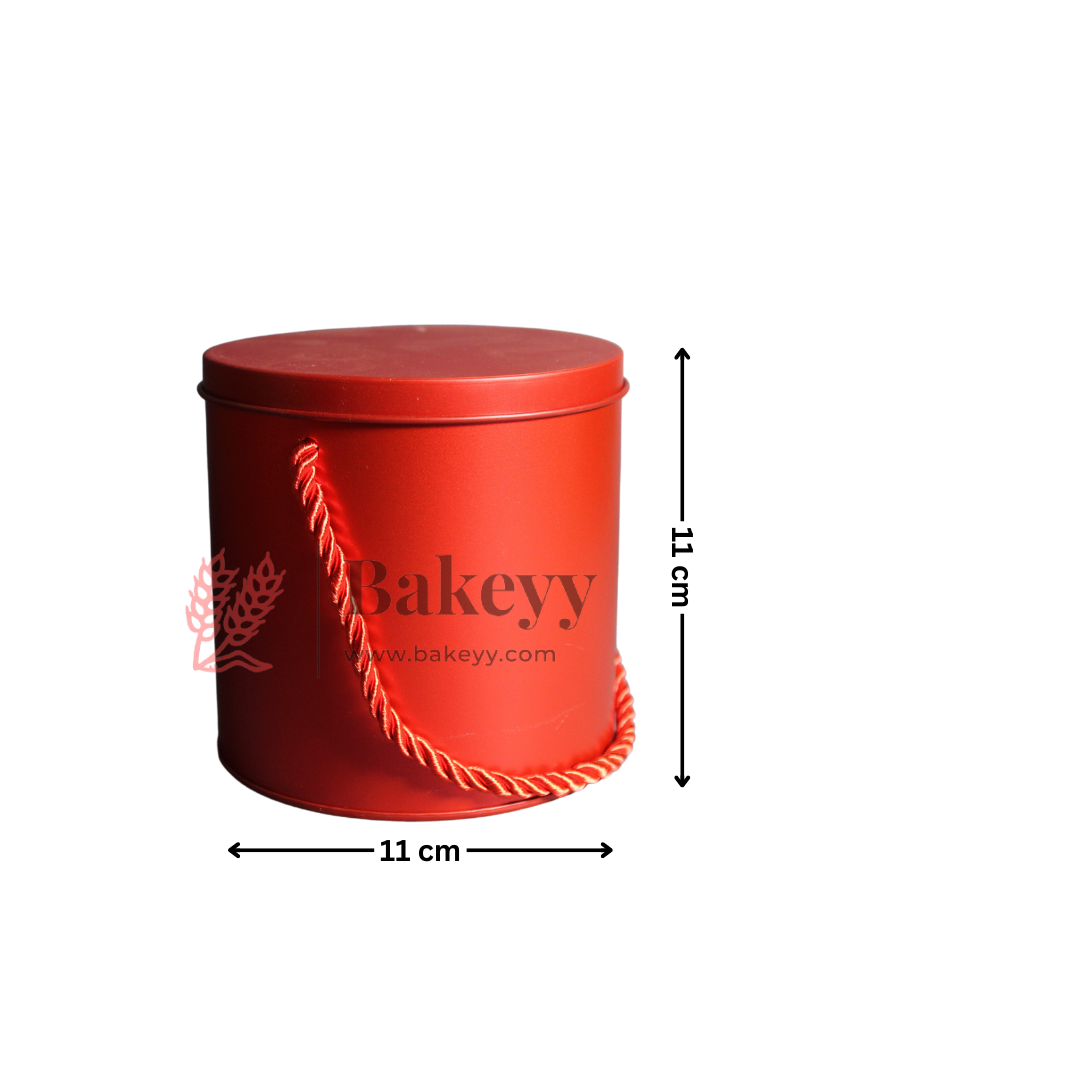 Red Round Tin Box with Handle | Corporate Gifting |Wedding Favors| Birthday Parties |Baby Showers| 1 Piece