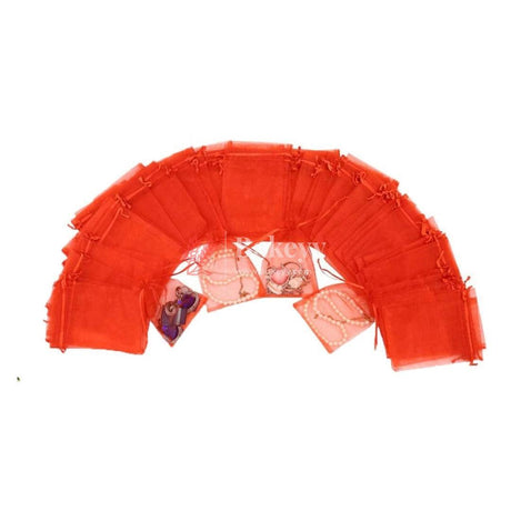 22x31 cm | Organza Potli Bags | Red Colour | Candy Bag | - Bakeyy.com - India - 22x31 cm | Organza Potli Bags | Red Colour | Candy Bag | - Pack Of 50 / 22x31 cm / 9x12 inch / Red