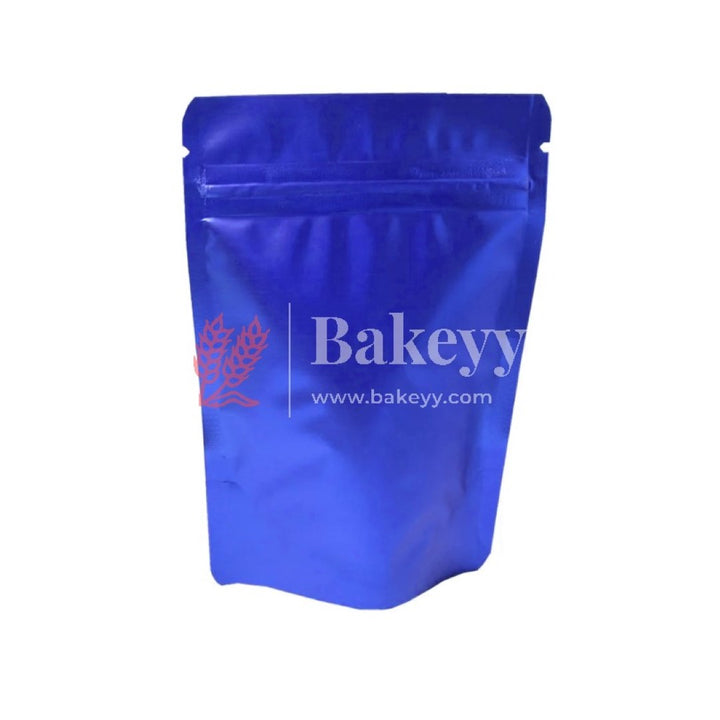 250 gm | Zip Lock Pouch | Royal Blue Color With Window | 13.5x22 CM | Standing Pouch - Bakeyy.com