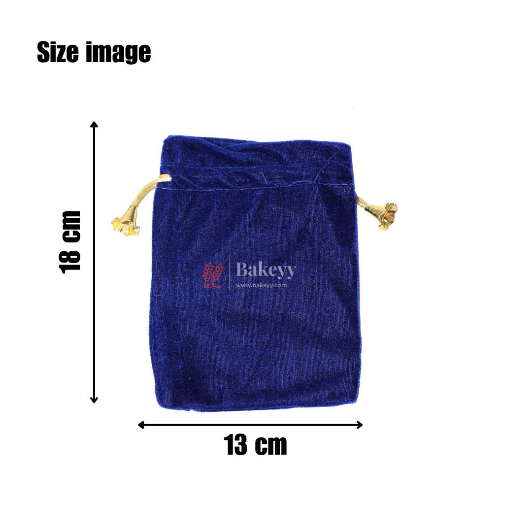 13x18 cm | Velvet Drawstring Potli Bag | Blue Colour | Pack 10 |Luxurious Gift & Storage Pouch | - Bakeyy.com - India - 13x18 cm | Velvet Drawstring Potli Bag | Blue Colour | Pack 10 |Luxurious Gift & Storage Pouch | - Default Title