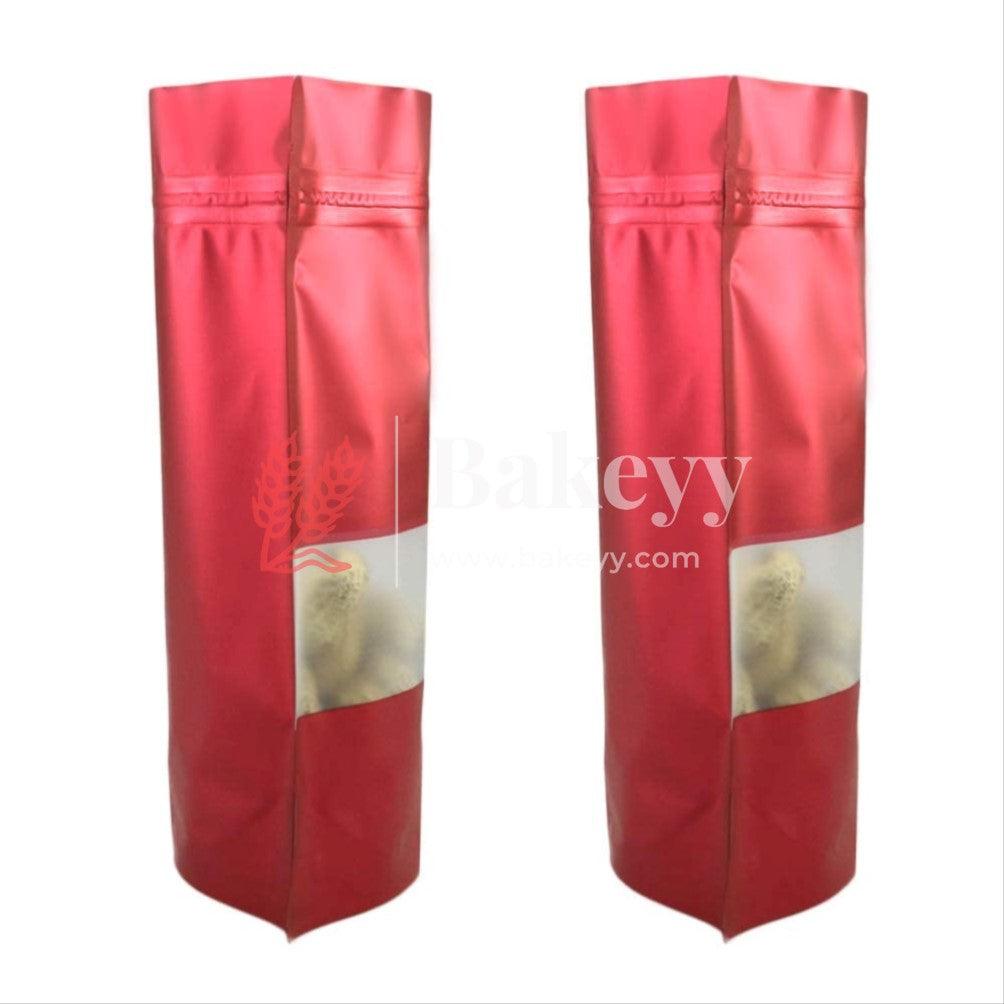 100 gm | Zip Lock Pouch |Red Color With Window | 10x17 CM | Standing Pouch | 110 GSM | - Bakeyy.com - India - 100 gm | Zip Lock Pouch |Red Color With Window | 10x17 CM | Standing Pouch | 110 GSM | - Pack Of 50 / 10x17 cm / 100 gm