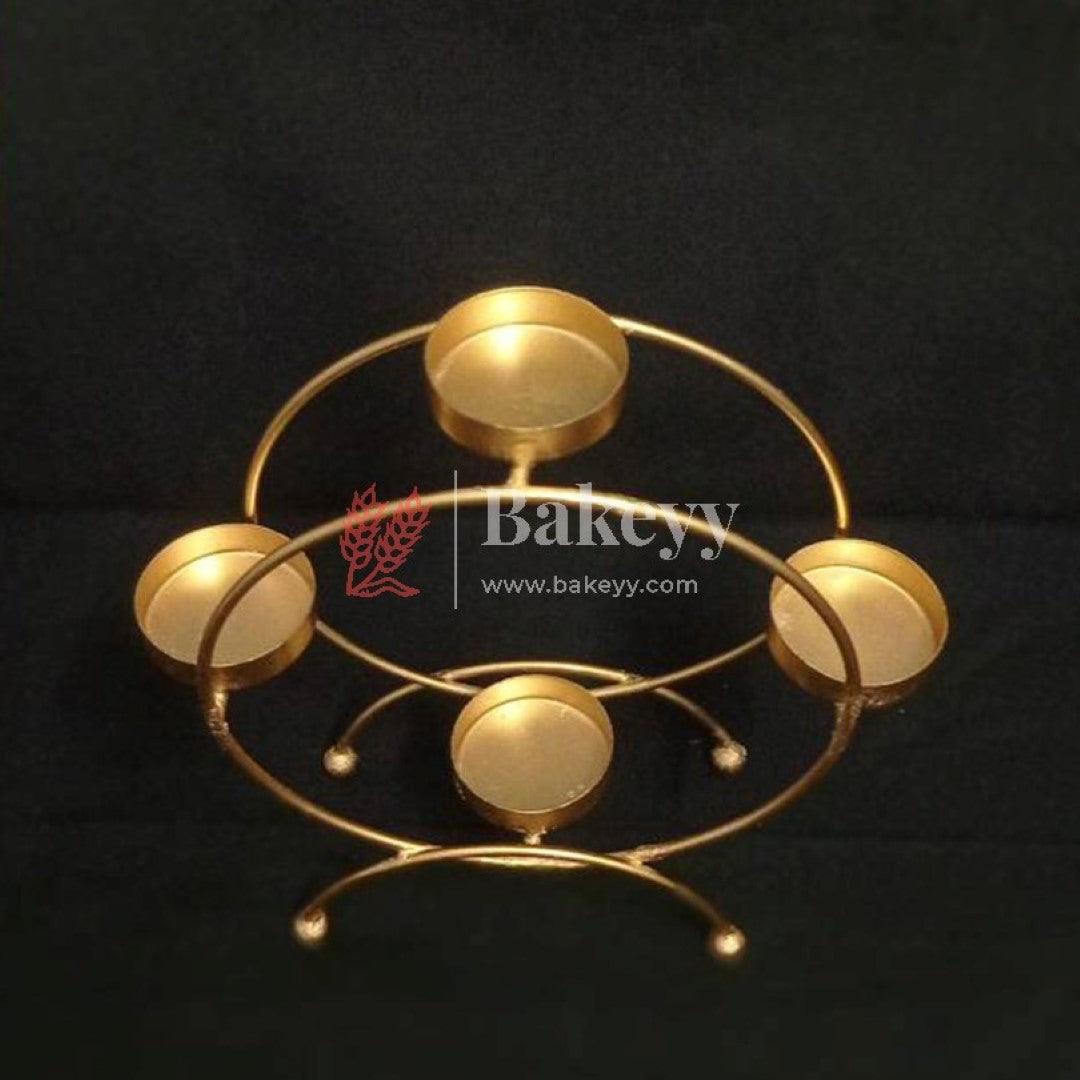 Decorative Candles Stand Perfect for Gift, Diwali, Navratri Decoration - Bakeyy.com - India - Decorative Candles Stand Perfect for Gift, Diwali, Navratri Decoration - Gold