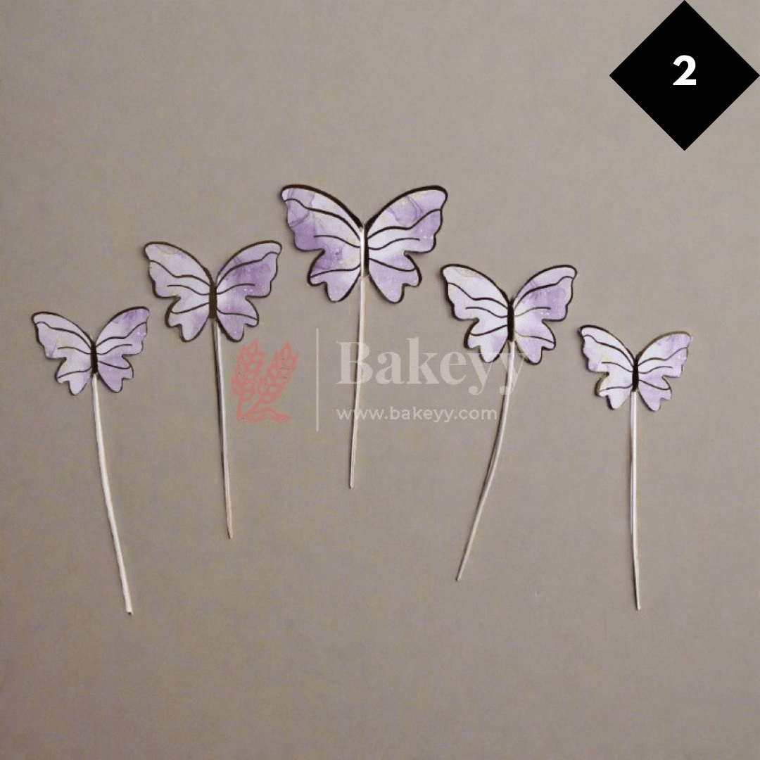 10 pcs shiny butterfly Birthday Cake Topper| decoration Toppers| Bday Decorations Items | - Bakeyy.com - India - 10 pcs shiny butterfly Birthday Cake Topper| decoration Toppers| Bday Decorations Items | - Color 2