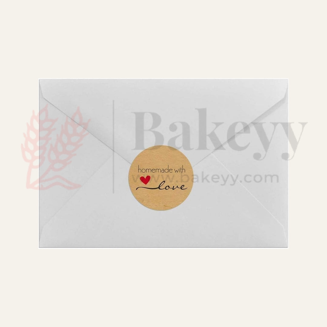 1 Inch "Handmade with Love" Kraft Paper Sticker Roll | Packaging stickers | Gift wrapping labels | Eco-friendly stickers | Pack of 500
