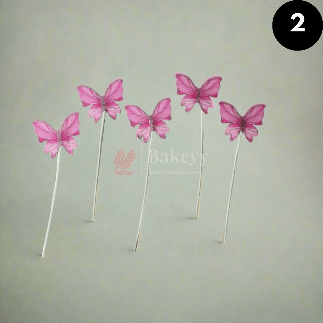 10 pcs shiny butterfly Birthday Cake Topper| decoration Toppers| Bday Decorations Items | - Bakeyy.com - India - 10 pcs shiny butterfly Birthday Cake Topper| decoration Toppers| Bday Decorations Items | - Color 2