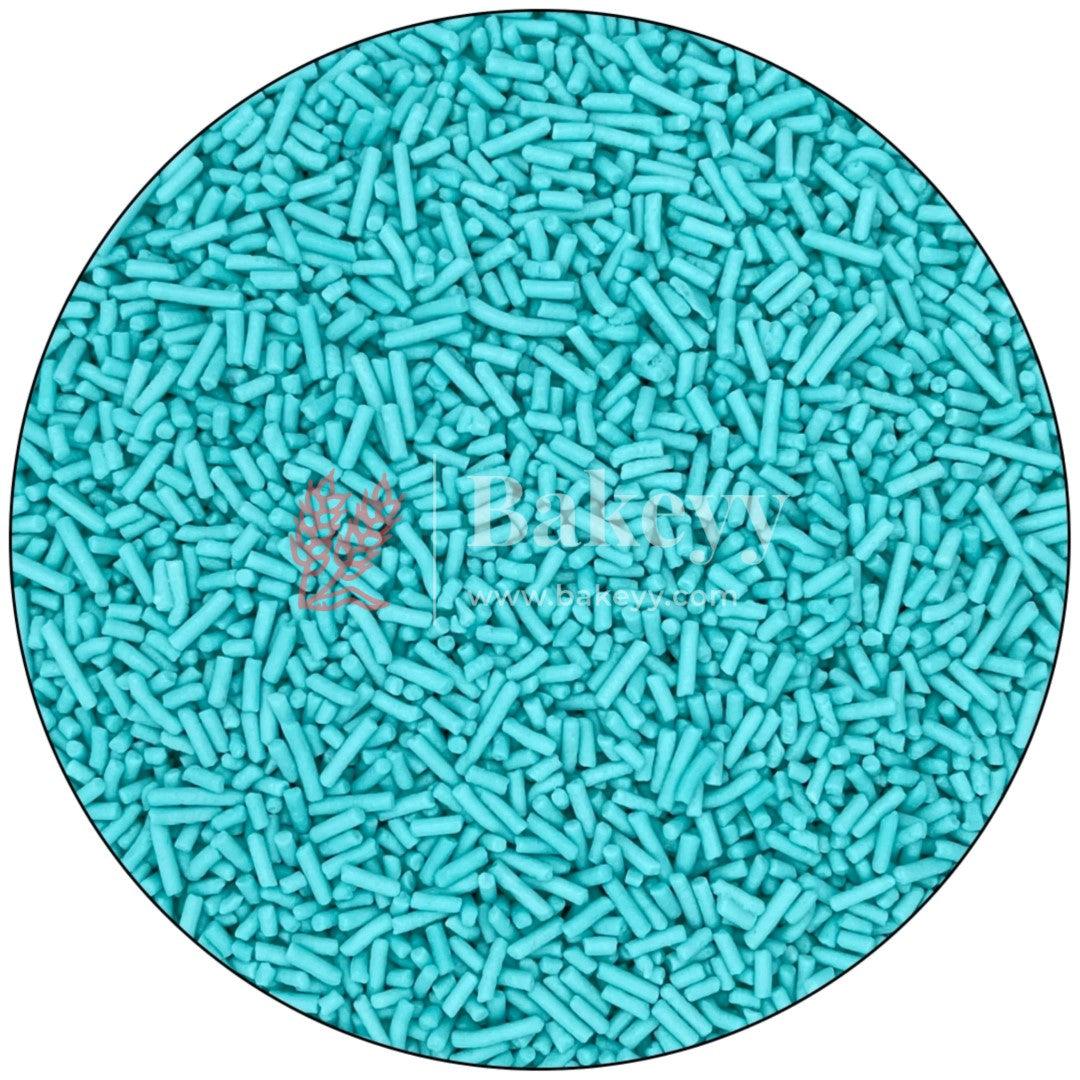 Aqua Blue Color Vermicelli Sprinklers - Bakeyy.com - India - Aqua Blue Color Vermicelli Sprinklers - 100 gm / Aqua Blue