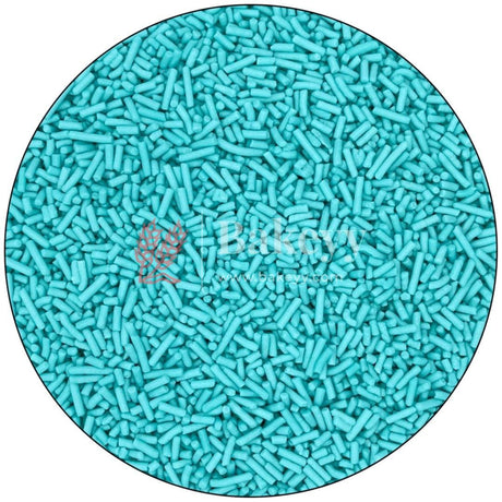 Aqua Blue Color Vermicelli Sprinklers - Bakeyy.com - India - Aqua Blue Color Vermicelli Sprinklers - 100 gm / Aqua Blue