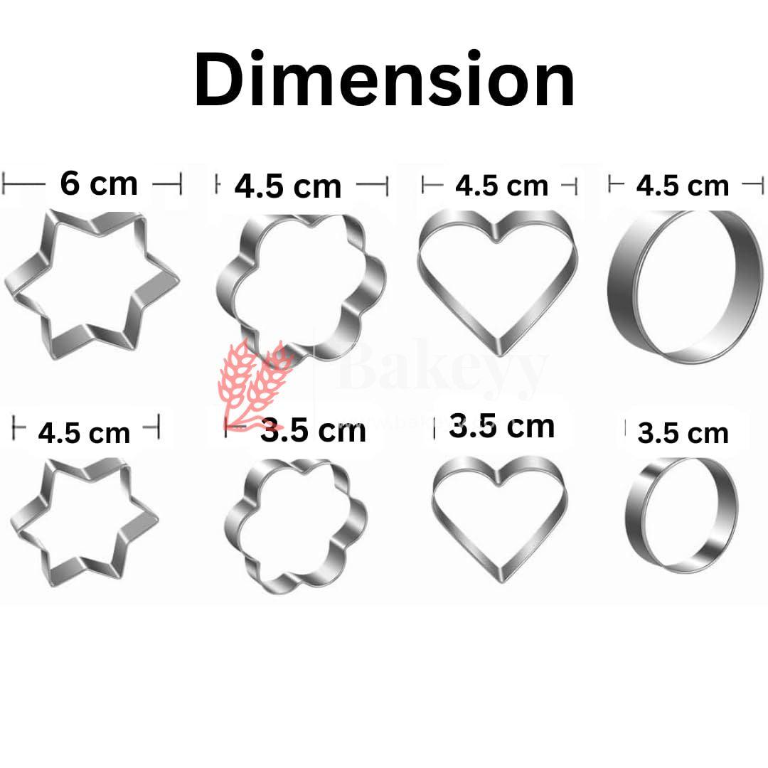 Cookie Cutters Set - Molds Cutter for Baking (Round, Heart, Flower and Star Cookie Cutters 2 of each) 8 pc - Bakeyy.com - India - Cookie Cutters Set - Molds Cutter for Baking (Round, Heart, Flower and Star Cookie Cutters 2 of each) 8 pc - Default Title