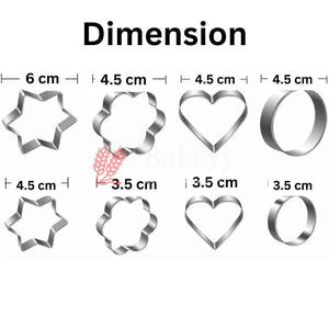 Cookie Cutters Set - Molds Cutter for Baking (Round, Heart, Flower and Star Cookie Cutters 2 of each) 8 pc - Bakeyy.com - India - Cookie Cutters Set - Molds Cutter for Baking (Round, Heart, Flower and Star Cookie Cutters 2 of each) 8 pc - Default Title
