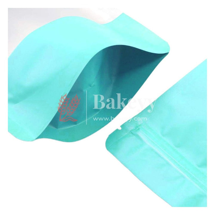 500 gm | Zip Lock Pouch |Aqua Blue Color With Window | 16x23 CM | Standing Pouch - Bakeyy.com