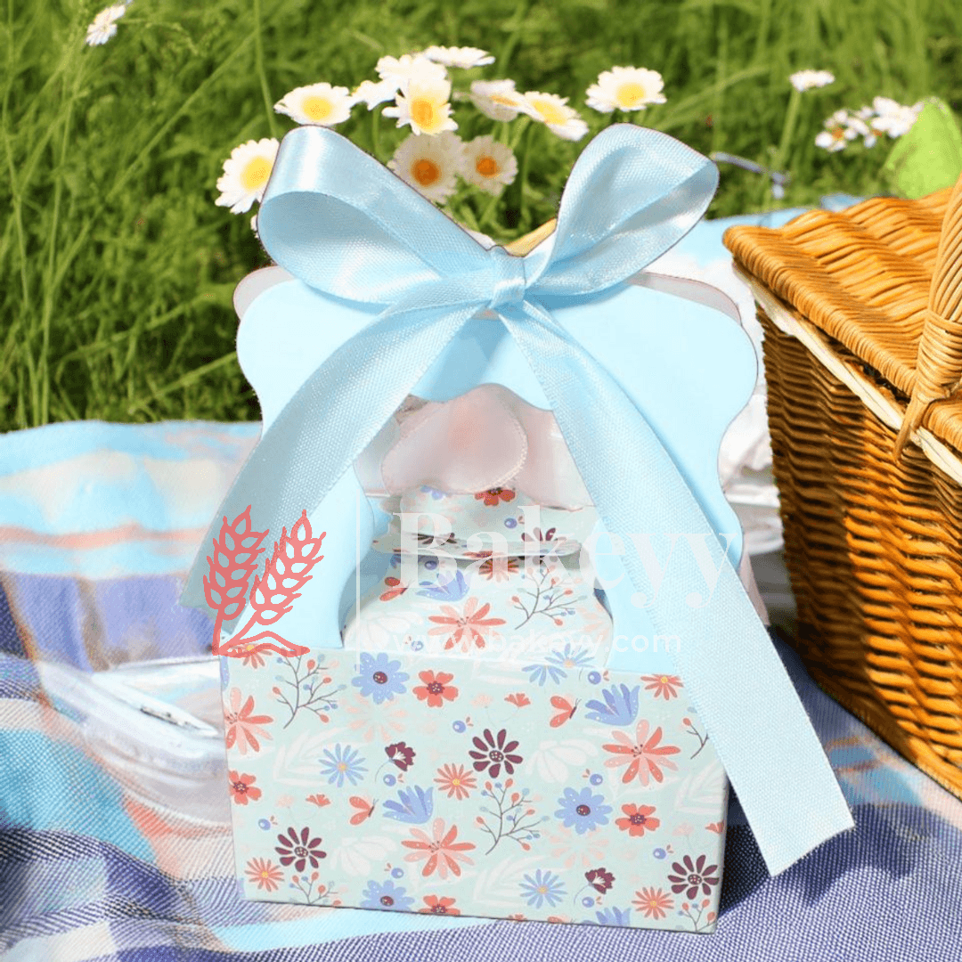 Flower print Gift Box | Pack Of 10 | Candy Box | Return Gift Box | - Bakeyy.com - India - Flower print Gift Box | Pack Of 10 | Candy Box | Return Gift Box | - Blue