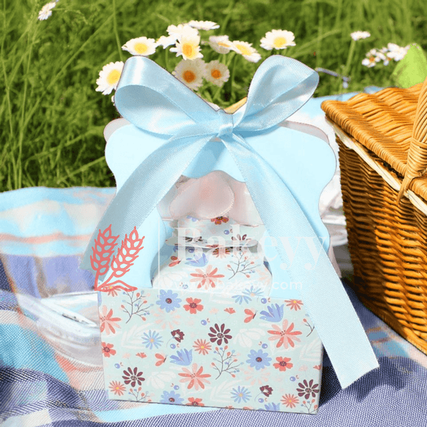 Flower print Gift Box | Pack Of 10 | Candy Box | Return Gift Box | - Bakeyy.com - India - Flower print Gift Box | Pack Of 10 | Candy Box | Return Gift Box | - Blue