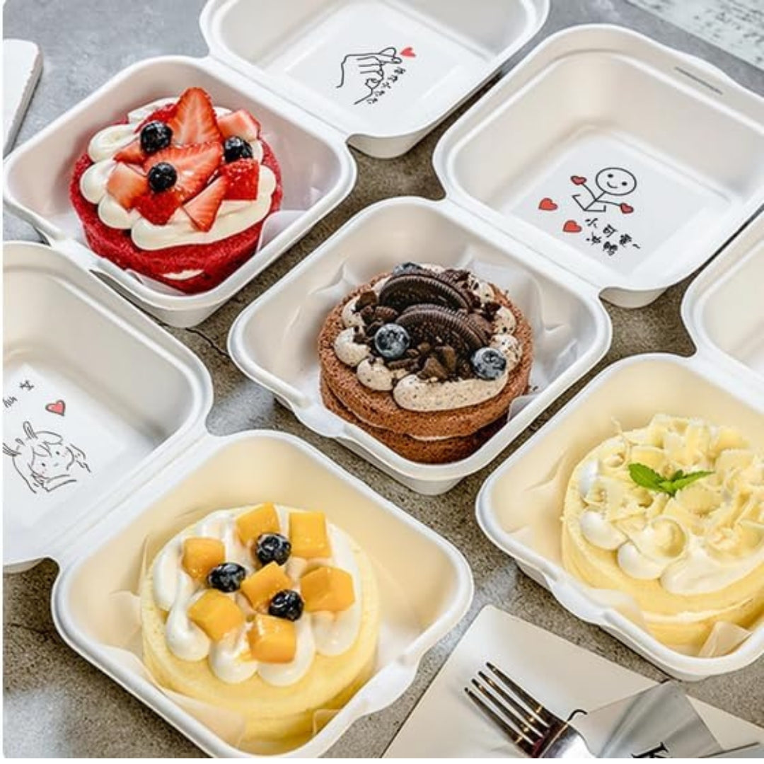 6 Inch Bento Cake Box| Perfect for Small Cakes, Burgers and Food Takeaway| Pack of 50