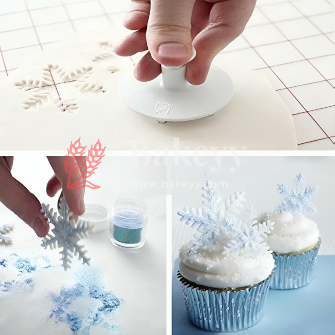 Snowflake Plunger Cutter Fondant Tool |Set of 3 (Small, Medium, Large)| For Cake Decorating, Fondant, and Cookie Molds