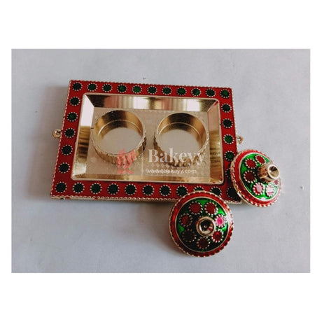 Plastic Kumkum Holder Stone Decorated 2-in-1 Haldi/Kumkum Holder- 2 - Bakeyy.com - India - Plastic Kumkum Holder Stone Decorated 2-in-1 Haldi/Kumkum Holder- 2 - Default Title