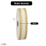 1849|18 mtr Gold Glitter Edge White Net Ribbon Roll – 2cm Decorative Craft & Gift Wrapping Ribbon