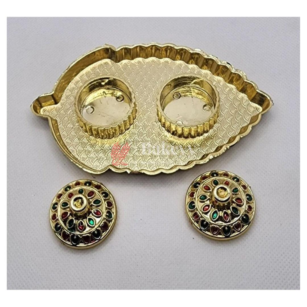 Plastic Kumkum Holder Stone Decorated 2-in-1 Haldi/Kumkum Holder- 2 - Bakeyy.com - India - Plastic Kumkum Holder Stone Decorated 2-in-1 Haldi/Kumkum Holder- 2 - Default Title