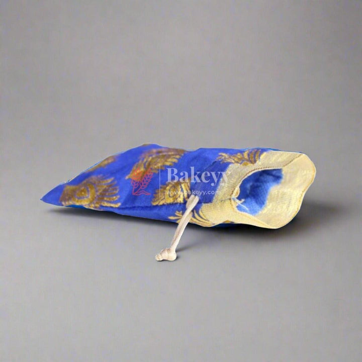 4x6 Inch | Elegant Blue Drawstring Gift Bag | Drawstring Bags - Bakeyy.com