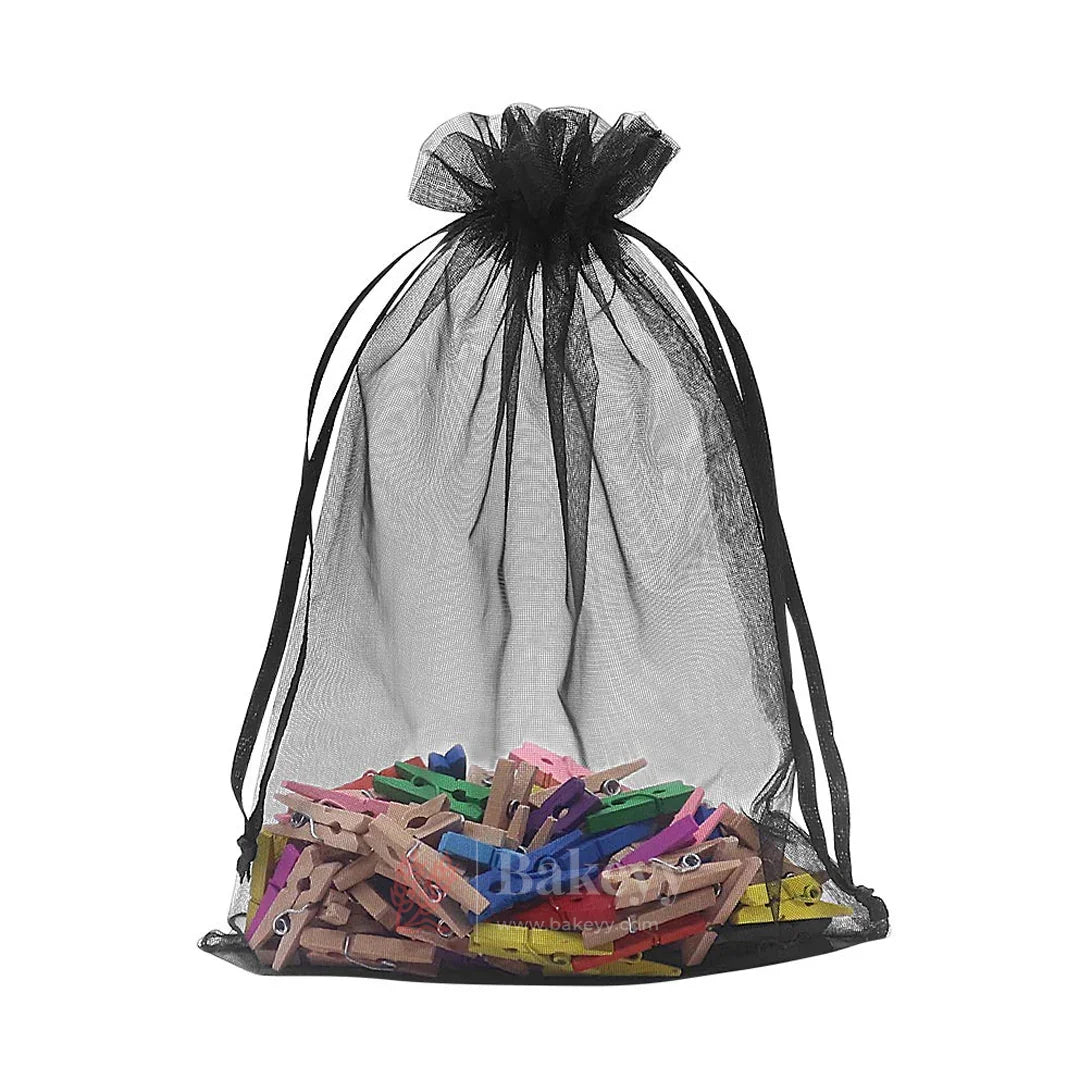 20x25 cm | Organza Potli Bags | Black Colour | pack of 50