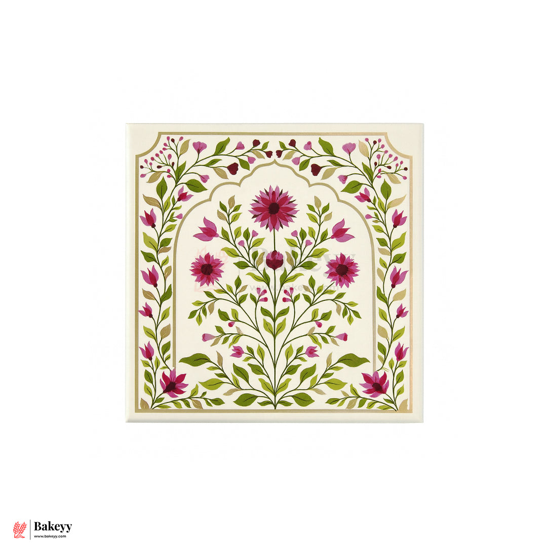 6x6x4 Inch | Small  Premium Decorative Floral Print Gift Box – Square Keepsake Storage Box with Lid | Pack Of 1