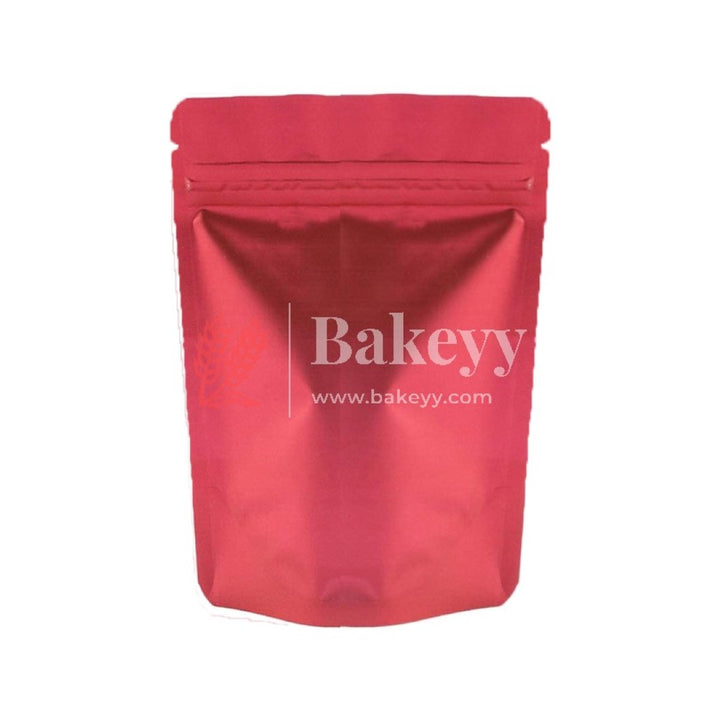 100 gm | Zip Lock Pouch | Red Color Without Window | 10x17 CM | Standing Pouch - Bakeyy.com
