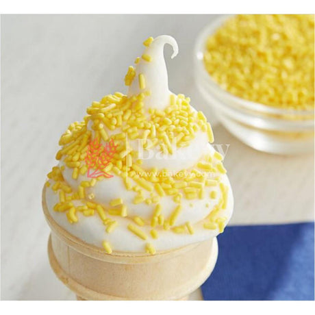 Yellow Color Vermicelli Sprinklers - Bakeyy.com - India - Yellow Color Vermicelli Sprinklers - 100 gm / Yellow