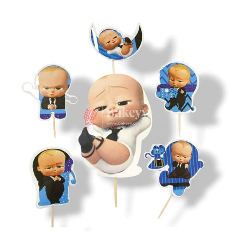 6pcs Baby Boss Boy theme Birthday Cake Topper| Cupcake Toppers| Bday Decorations Items - Bakeyy.com - India - 6pcs Baby Boss Boy theme Birthday Cake Topper| Cupcake Toppers| Bday Decorations Items - Default Title