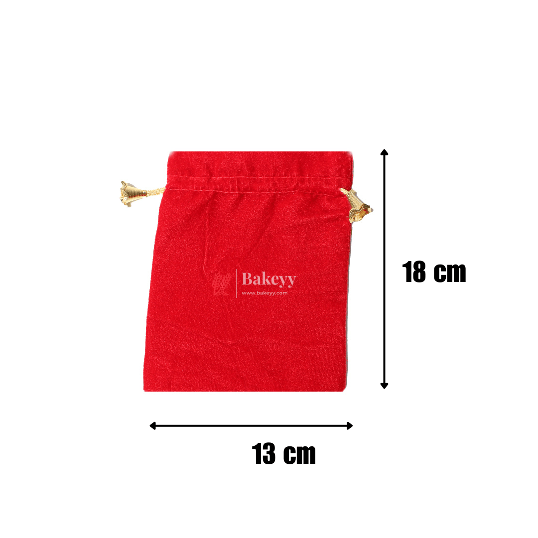 13x18 cm | Velvet Drawstring Potli Bag | Red Colour | Pack 10 |Luxurious Gift & Storage Pouch| - Bakeyy.com - India - 13x18 cm | Velvet Drawstring Potli Bag | Red Colour | Pack 10 |Luxurious Gift & Storage Pouch| - Default Title