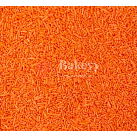 Orange Color Vermicelli Sprinklers - Bakeyy.com - India - Orange Color Vermicelli Sprinklers - 100 gm / Orange