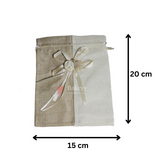 Beige & Cream Jute Potli Bag with Floral Accent | Traditional Potli Bag | Wedding Favor Bag | Jewelry Pouch | Floral Accent Gift Bag | Pack of 10