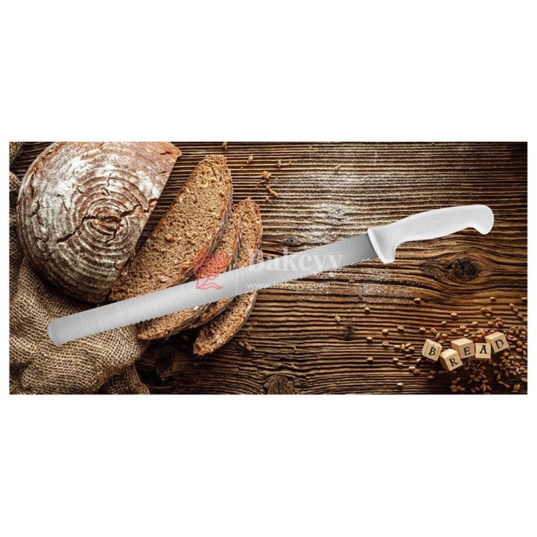 12 Inch Bread Knife Fiber Handle | Stainless Steel Blade with Strong Grip | White Handle - Bakeyy.com - India - 12 Inch Bread Knife Fiber Handle | Stainless Steel Blade with Strong Grip | White Handle - 12 Inch