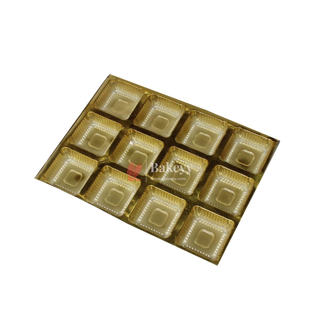 12 Cavity Gold Tray With Transparent Lid Cap | PACK OF 10|