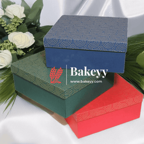 Rigid Gift Box with 4 Tin Boxes | Hamper Box | Square Shape | - Bakeyy.com - India - Rigid Gift Box with 4 Tin Boxes | Hamper Box | Square Shape | - Blue