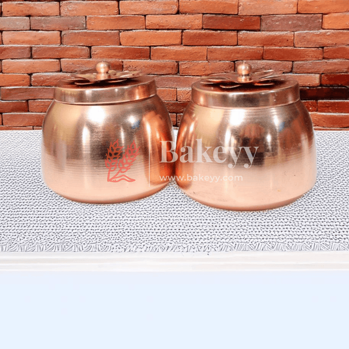 Copper Finish Decorative Storage Jar with Flower Lid - Bakeyy.com - India - Copper Finish Decorative Storage Jar with Flower Lid - Default Title